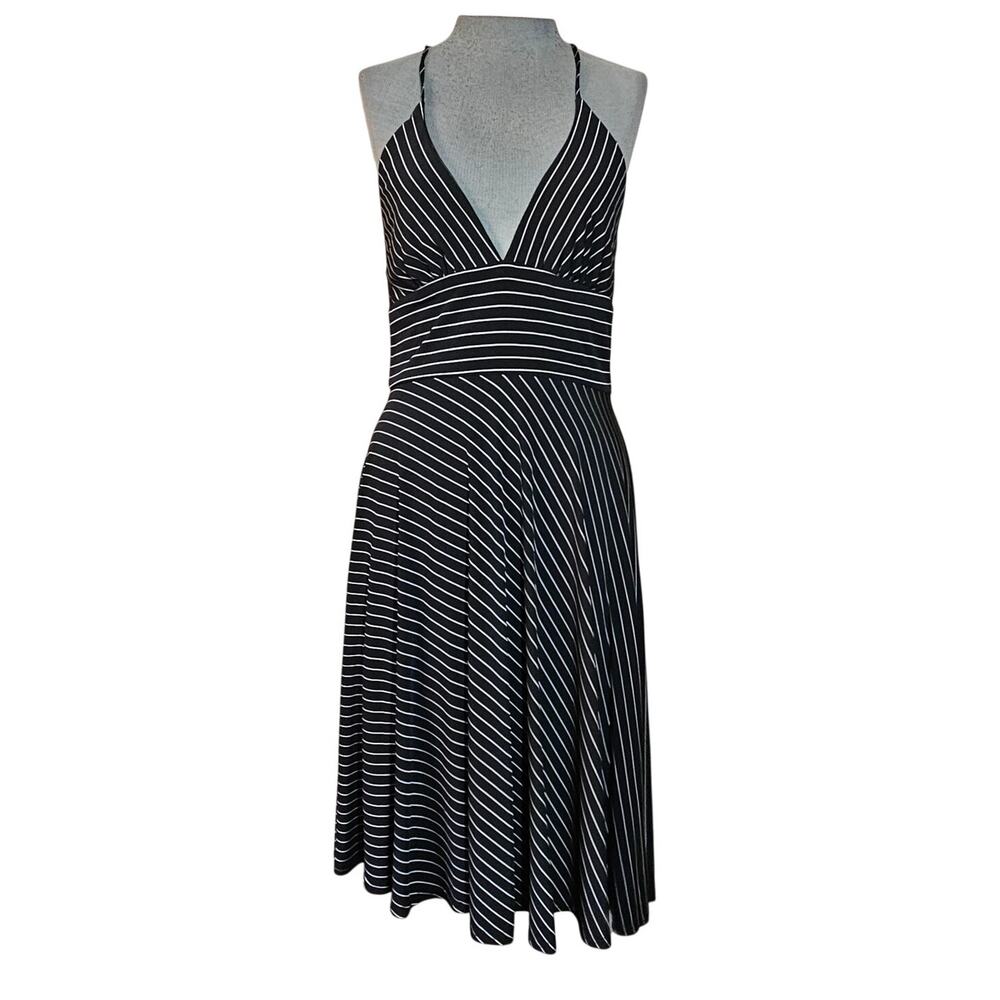 Black and White Stripped Halter Dress Size Small